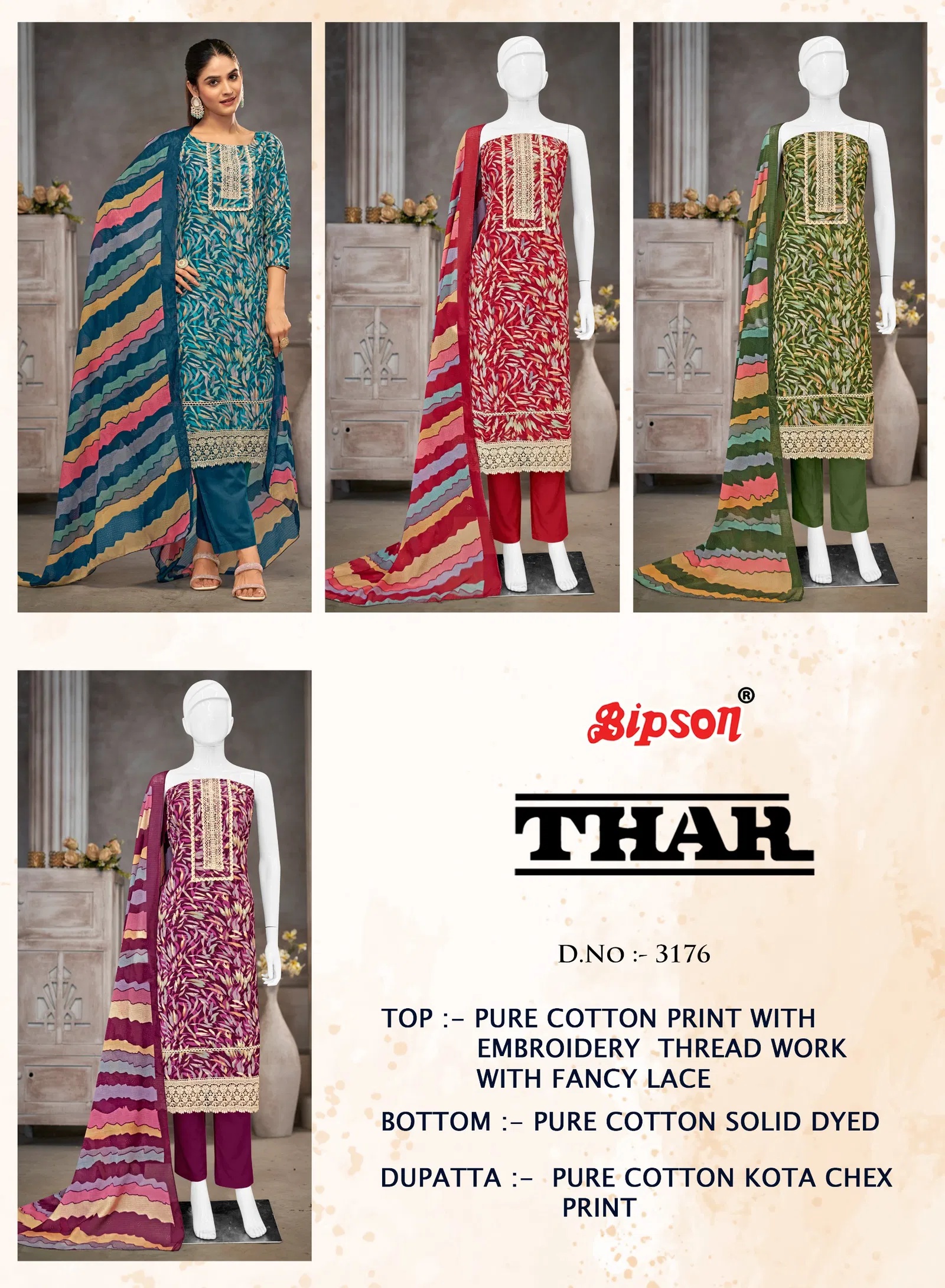 Thar 3176 By Bipson Cotton Printed Dress Material Wholesale Price In Surat